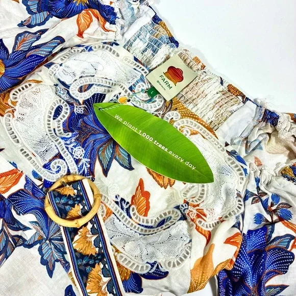 Farm Rio Lace Trim Romper Off-White Summer Flowers Small Medium Large NWT - Picture 9 of 17